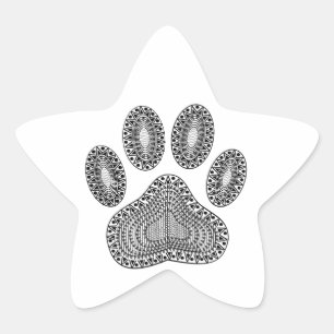 Abstract Ink Paw Print Star Sticker