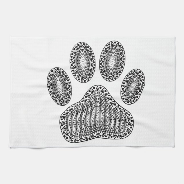 Abstract Ink Paw Print Tea Towel (Horizontal)