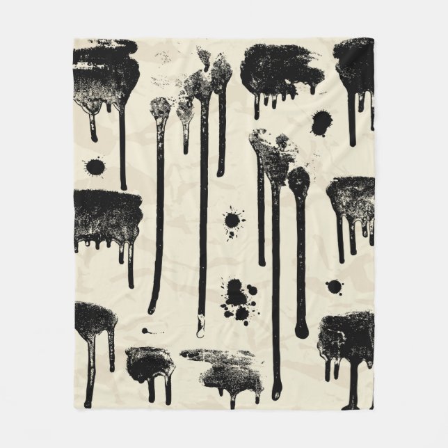 Abstract ink splatters seamless pattern fleece blanket (Front)