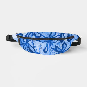 Abstract Inked Flowers Blue Bum Bags