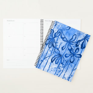 Abstract Inked Flowers blue Lilies Planner