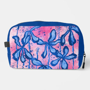 Abstract Inked Flowers Pink & Blue Dopp Kit