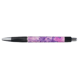 Abstract Inked Flowers pink purple Lilies