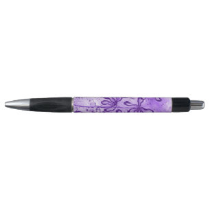 Abstract Inked Flowers  purple Lilies