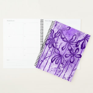 Abstract Inked Flowers purple Lilies  Planner