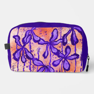 Abstract Inked Flowers Purple & Orange Dopp Kit