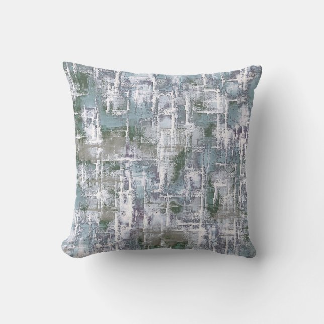 Abstract Intersections Blue Grey White Cushion (Front)