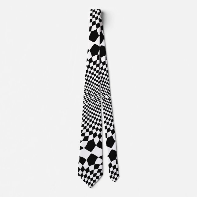 Abstract Intricate Black And White Pattern Tie (Front)