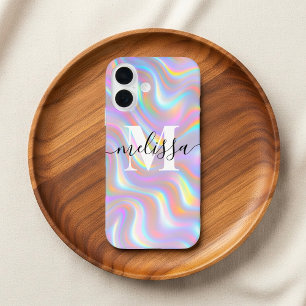 Abstract Iridescent 3D Effect Monogram iPhone 16 Case