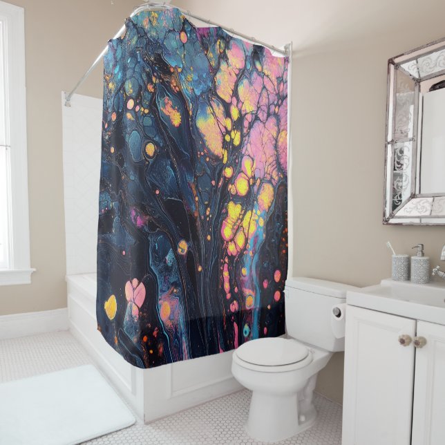 Abstract Iridescent Art Shower Curtain (In Situ)