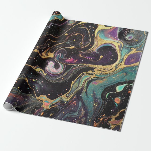 Abstract Iridescent Art Wrapping Paper (Unrolled)