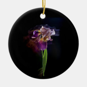 Abstract Iris Flower – Elegant Floral Art Ceramic Ornament