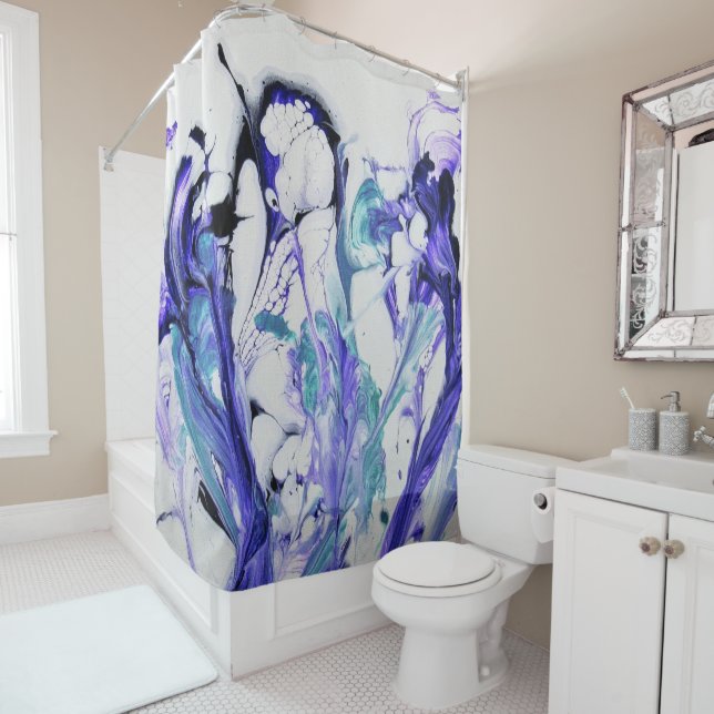 Abstract Iris Flowers Shower Curtain (In Situ)