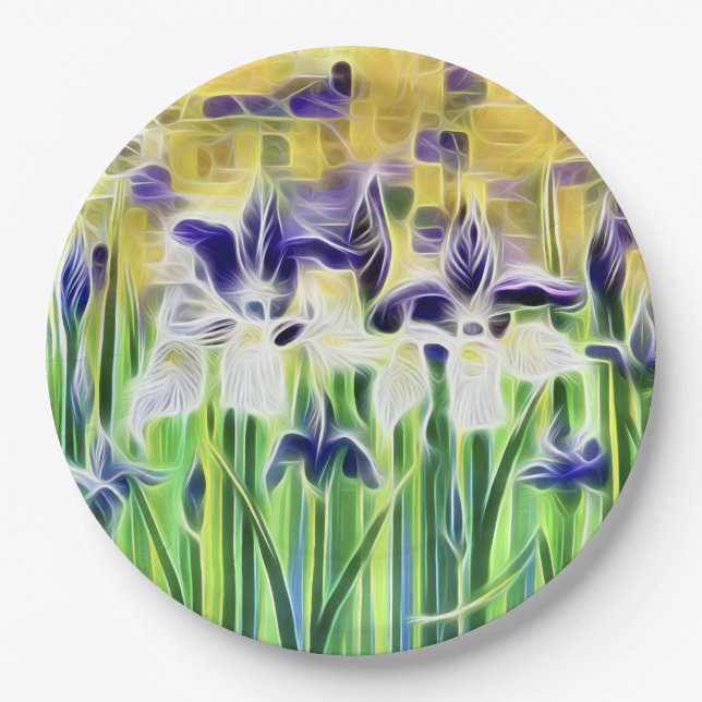 Abstract Iris Paper Napkins Plate (Front)