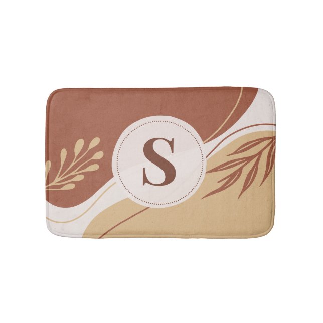Abstract irregular shapes with earth colours bath mat (Front)