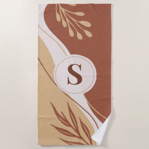 Abstract irregular shapes with earth colours beach towel