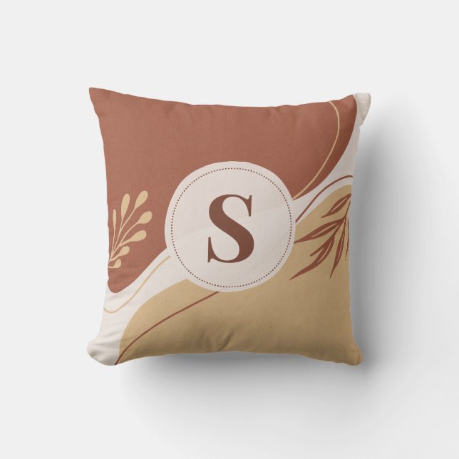 Abstract irregular shapes with earth colours cushion (Front)