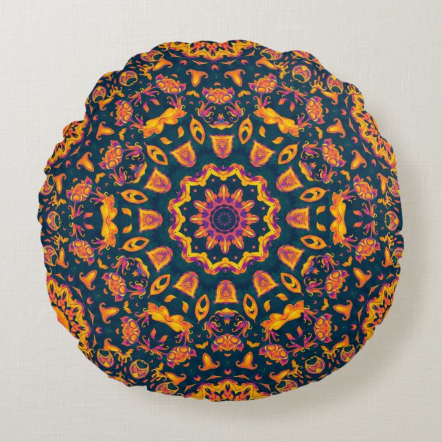 Abstract islamic pattern, arabian style. Seamless  Round Cushion (Front)