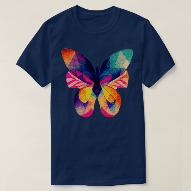 Abstract isometric fractal butterfly in risograph  T-Shirt (Design Front)