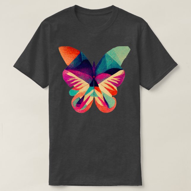 Abstract isometric fractal butterfly in risograph  T-Shirt (Design Front)