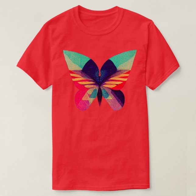 Abstract isometric fractal butterfly in risograph  T-Shirt (Design Front)