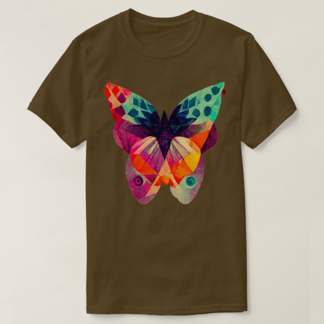 Abstract isometric fractal butterfly in risograph  T-Shirt (Design Front)
