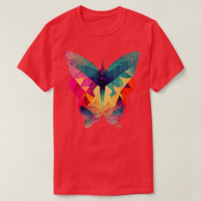 Abstract isometric fractal butterfly in risograph  T-Shirt (Design Front)