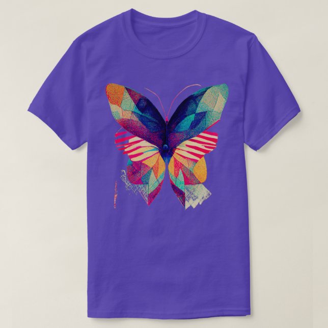 Abstract isometric fractal butterfly in risograph  T-Shirt (Design Front)