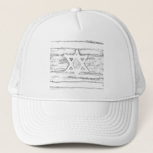 abstract israel black and white trucker hat