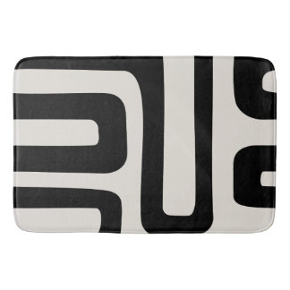 Abstract Ivory and Black Bath Math Bath Mat