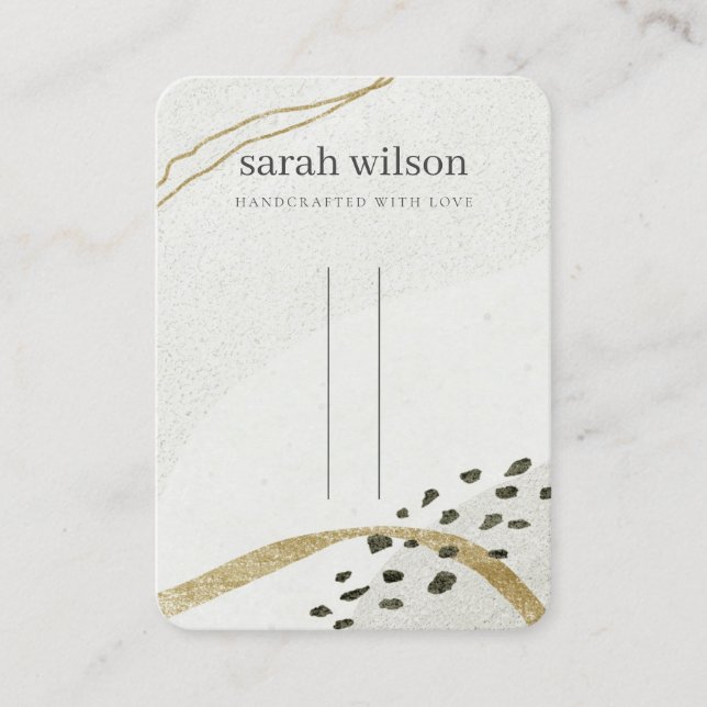 Abstract Ivory Black Gold Hair Pin Band Display Business Card (Front)