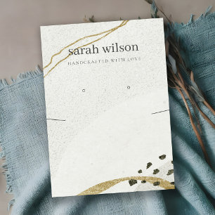 Abstract Ivory Black Gold Necklace Earring Display Business Card