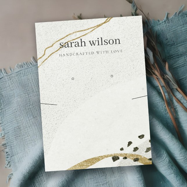 Abstract Ivory Black Gold Necklace Earring Display Business Card (Creator Uploaded)