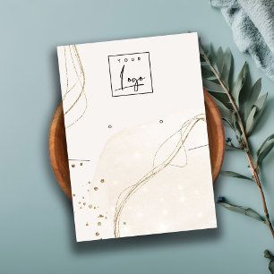 Abstract Ivory Gold Necklace Earring Logo Display Business Card