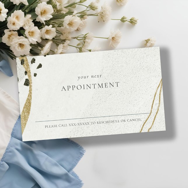 Abstract Ivory Gold Stone Appointment Reminder Business Card (Creator Uploaded)