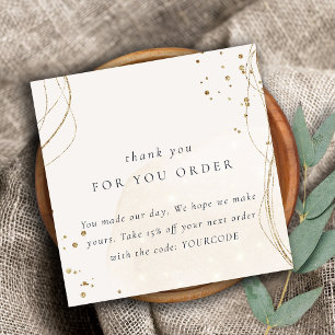 Abstract Ivory Gold Thank You For Order Discount Square Business Card