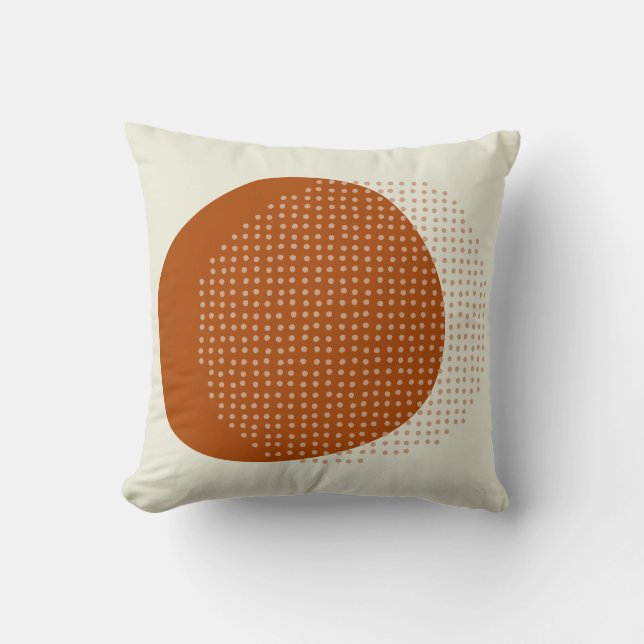 Abstract Ivory Off White Brown Trendy Shapes Cushion (Front)