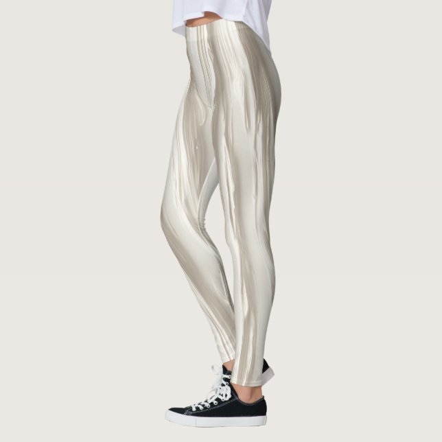 Abstract Ivory Texture Leggings (Left)
