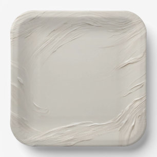 Abstract Ivory Texture Paper Plate