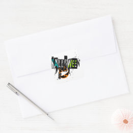 Abstract Jack O' Lantern Grin Halloween Square Sticker