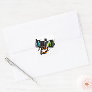 Abstract Jack O' Lantern Grin Halloween Square Sticker