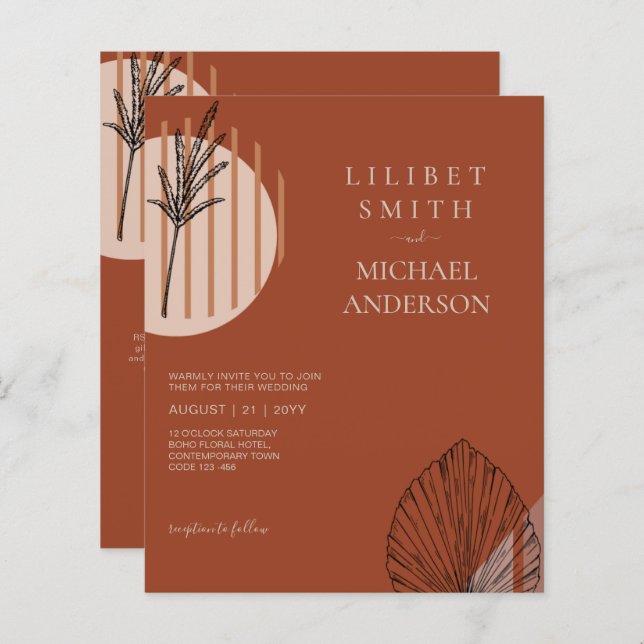 Abstract Japandi Scandinavian Geometric Wedding (Front/Back)