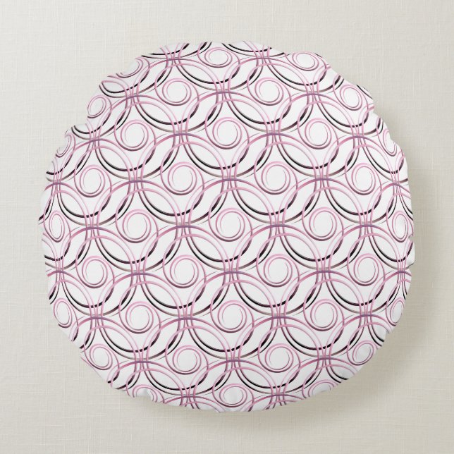 abstract japanese circles pattern round cushion (Front)