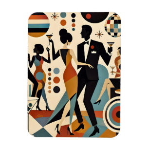 Abstract Jazzy Martinis and Dancing Cocktail Party Magnet