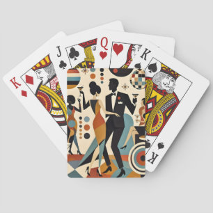 Abstract Jazzy Martinis and Dancing Cocktail Party Playing Cards