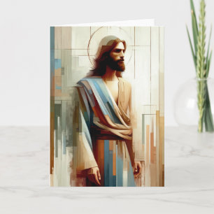Abstract Jesus Portrait Greeting Card