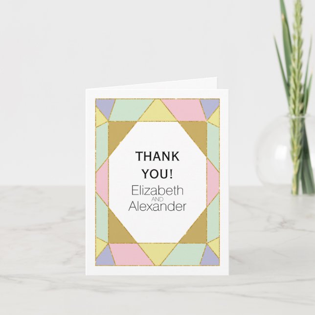 Abstract jewel modern wedding Thank You photo Card (Front)