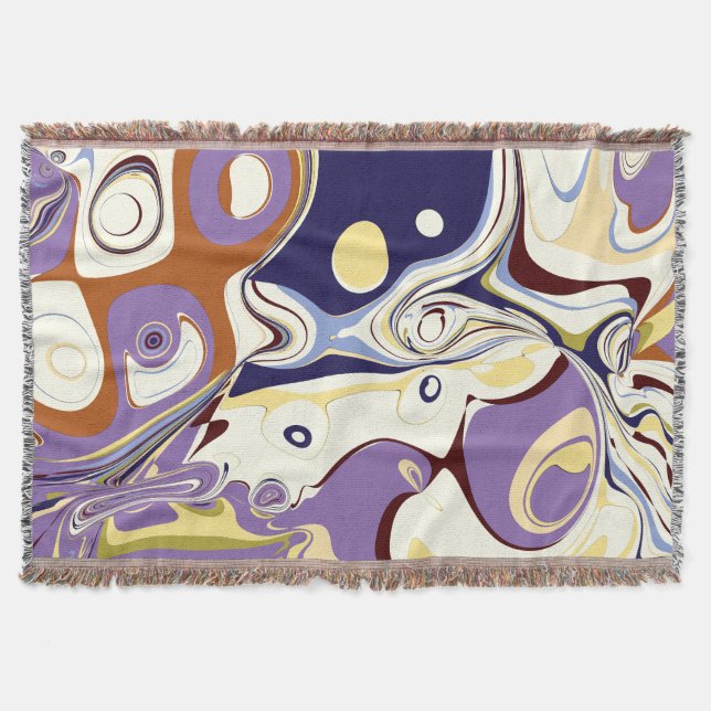 Abstract Jewel Tone Marbled Aura  Throw Blanket (Front)