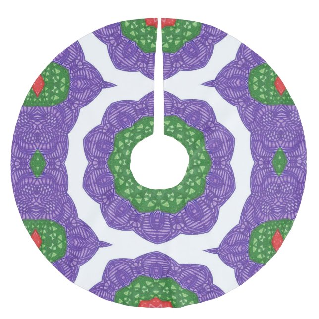 Abstract Kaleidoscope Christmas Balls Tree Skirt (Front)