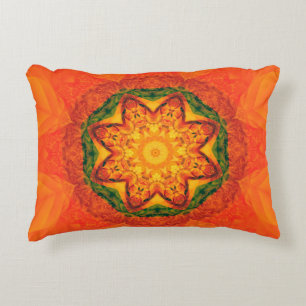 Abstract kaleidoscope orange background. Beautiful Decorative Cushion